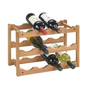 Suport 12 sticle de vin Norway, Wenko, 21 x 28 x 42 cm, lemn de nuc, natur imagine