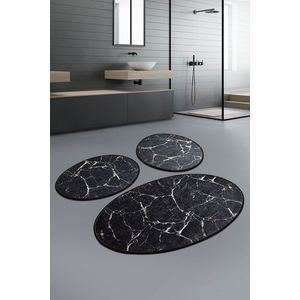 Set 3 covorase de baie Marble, Chilai, 50x60 cm/60x100 cm, negru imagine