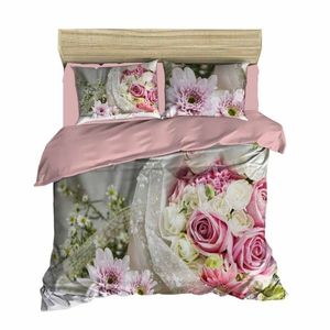 Lenjerie de pat dubla Rose 113, Pearl Home, 3 piese, 200x220 cm, amestec bumbac, multicolor imagine