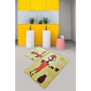 Set 2 covorase de baie Elefante, Chilai, 50x60 cm/60x100 cm, multicolor imagine