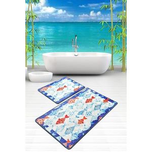 Set 2 covorase de baie Finny Frame, Chilai, 50x60 cm/60x100 cm, multicolor imagine