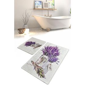 Set 2 covorase de baie Purpura, Chilai, 50x60 cm/60x100 cm, multicolor imagine