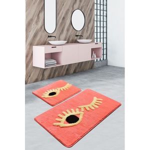 Set 2 covorase de baie Big Eyes, Chilai, 50x60 cm/60x100 cm, coral imagine