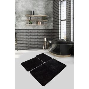 Set 3 covorase de baie Havai, Chilai, 40x60 cm/50x60 cm/60x100 cm, negru imagine