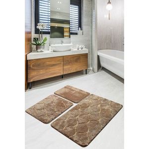 Set 3 covorase de baie Infinity, Chilai, 40x60 cm/50x60 cm/60x100 cm, caramel imagine