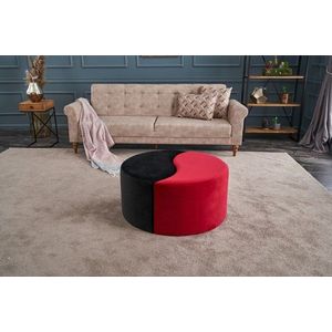 Taburet Alis Puf, Balcab Home, 80x80x40 cm, lemn, rosu/negru imagine