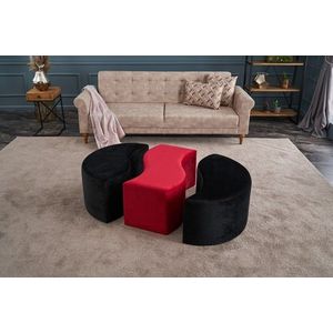 Taburet Alya Puf, Balcab Home, 120x80x40 cm, lemn, negru/rosu imagine