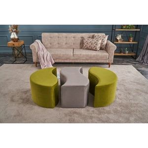 Taburet Alya Puf, Balcab Home, 120x80x40 cm, lemn, verde/mink imagine