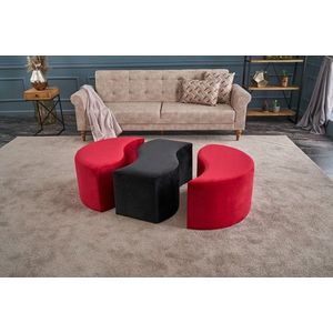 Taburet Alya Puf, Balcab Home, 120x80x40 cm, lemn, rosu/negru imagine