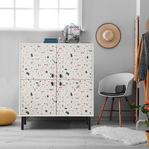 Dulap multifunctional, Vella, Terrazzo, 95 x 111 x 36 cm, pal melaminat, multicolor imagine