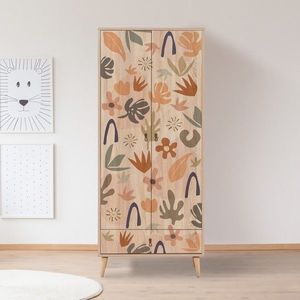 Dulap pentru haine, Vella, City Leaf, 80 x 190 x 45 cm, pal melaminat, multicolor imagine