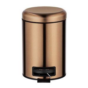 Cos de gunoi cu pedala, Wenko, Leman Metallic Copper, 3 L, inox, cupru imagine