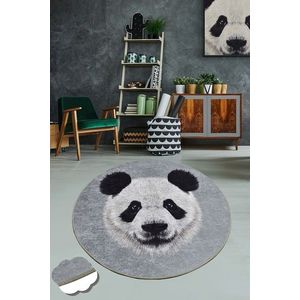 Covor, Huge Panda Djt Çap 100 , 50% catifea/50% poliester, Gri/Negru imagine