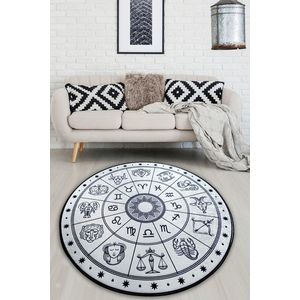 Covor, Horoscope Beyaz 100X100 , 50% TESTURĂ DE catifea/ 50% POLIESTER, Multicolor imagine