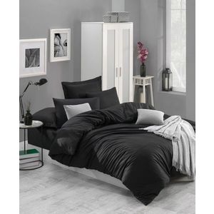 Lenjerie de pat dubla, Fresh Color - Black, EnLora Home, Bumbac Ranforce imagine