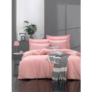 Lenjerie de pat dubla, Fresh Color - Pink, EnLora Home, Bumbac Ranforce imagine