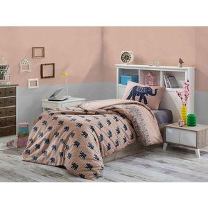 Lenjerie de pat pentru o persoana, Fil - Blue, Eponj Home, 65% bumbac/35% poliester imagine