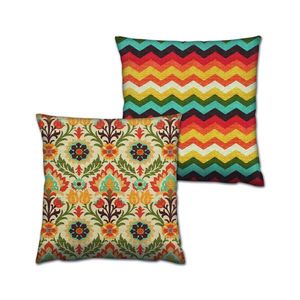 Set 2 perne decorative, AB-4414-4416, 50% bumbac / 50% poliester, Multicolor imagine