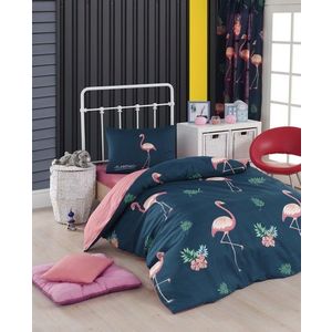 Set lenjerie de pat pentru o persoana Single XL (DE), 2 piese, Big Filamin - Dark Blue, Eponj Home, 65% bumbac/35% poliester imagine