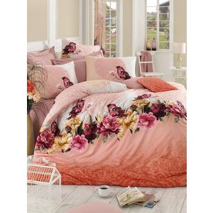 Lenjerie de pat pentru o persoana (FR), Çalıkuşu - Pink, Pearl Home, Bumbac Ranforce imagine