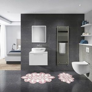 Set covorase de baie 2 piese, Alanur Home, 21010215PU, Poliester, Roz pudra imagine