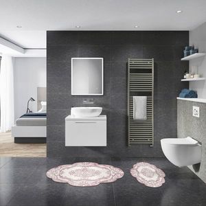 Set covorase de baie 2 piese, Alanur Home, 21010715PU, Poliester, Roz pudra imagine