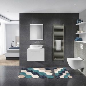 Set covorase de baie 2 piese, Alanur Home, 21011715MA, Poliester, Albastru imagine