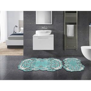 Set covorase de baie 2 piese, Alanur Home, 21014915TR, Poliester, Turcoaz imagine