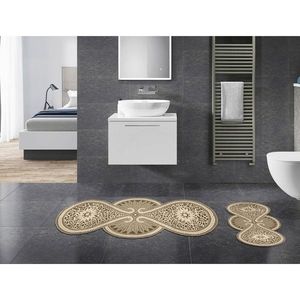 Set covorase de baie 2 piese, Alanur Home, 21015515KR, Poliester, Crem imagine