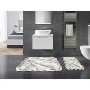 Set covorase de baie 2 piese, Alanur Home, 21018915GR, Poliester, Gri imagine