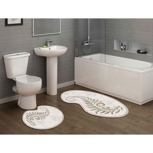 Set covorase de baie 2 piese, Alanur Home, 210FG41115KR, Poliester, Crem imagine