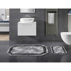 Set covorase de baie 2 piese, Alanur Home, 21020615SY, Poliester, Gri/Negru imagine