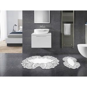 Set covorase de baie 2 piese, Alanur Home, 210FG41215GR, Poliester, Gri imagine