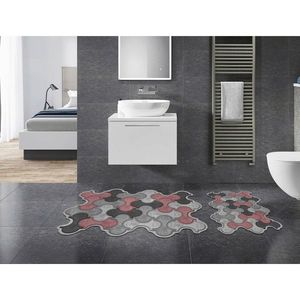 Set covorase de baie 2 piese, Alanur Home, 210FG42115PU, Poliester, Roz pudra imagine