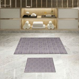 Set covorase de baie 2 piese, Alanur Home, 510605, Poliester, Bej / Liliac / Violet imagine