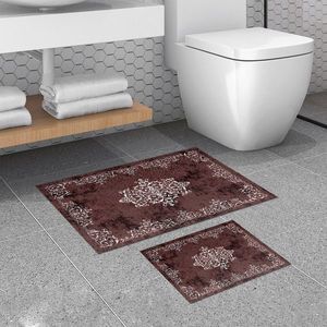 Set covorase de baie 2 piese, Alanur Home, 510616, Poliester, Rosu claret imagine