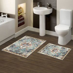 Set covorase de baie 2 piese, Alanur Home, KT429 v2, Poliester, Multicolor imagine