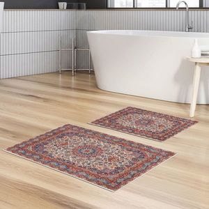 Set covorase de baie 2 piese, Alanur Home, KT440, Poliester, Multicolor imagine