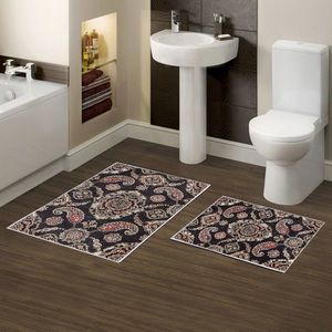 Set covorase de baie 2 piese, Alanur Home, KT445, Poliester, Multicolor imagine