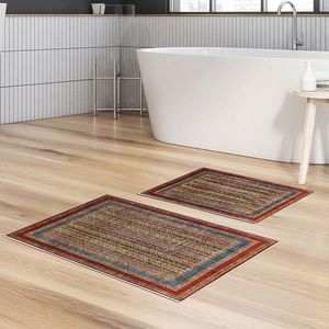 Set covorase de baie 2 piese, Alanur Home, KT456, Poliester, Multicolor imagine