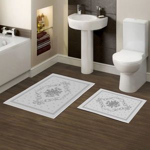 Set covorase de baie 2 piese, Alanur Home, KT462, Poliester, Multicolor imagine