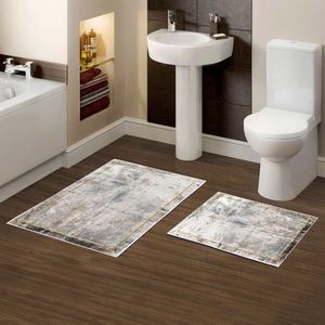 Set covorase de baie 2 piese, Alanur Home, KT479, Poliester, Multicolor imagine