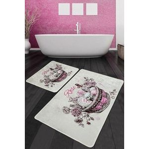 Set covorase de baie 2 piese, Chilai, Rose Basket Djt, Poliester, Multicolor imagine