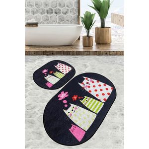 Set covorase de baie 2 piese, Chilai Home, Four Cats Djt, Poliester, Multicolor imagine