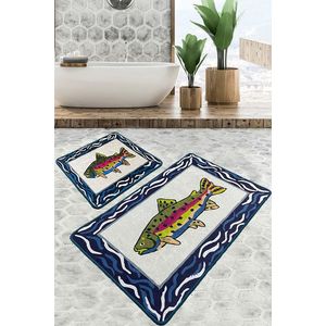 Set covoraș de baie (3 bucăți), Chilai, Pescado, Catifea, Multicolor imagine