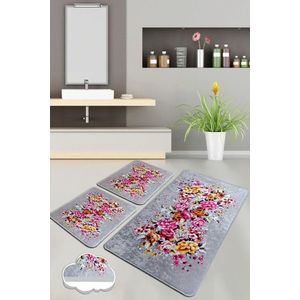 Set covoraș de baie (3 bucăți), Chilai, Soıl, Catifea, Multicolor imagine