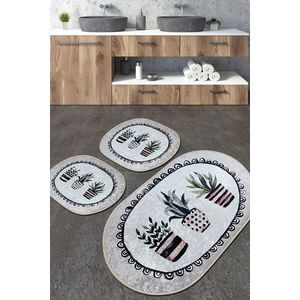 Set covoraș de baie (3 bucăți), Chilai Home, Guipure Djt, Poliester, Multicolor imagine