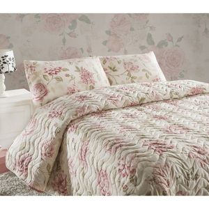 Set cuvertura de pat double Care Pink, amestec bumbac imagine