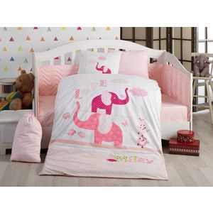 Lenjerie de pat pentru copii 4 piese, Preety - Pink, Hobby, Bumbac Poplin imagine