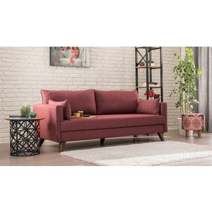 Canapea extensibila cu 3 locuri, Balcab Home, 825BLC1517, Lemn / MDF, Rosu claret imagine